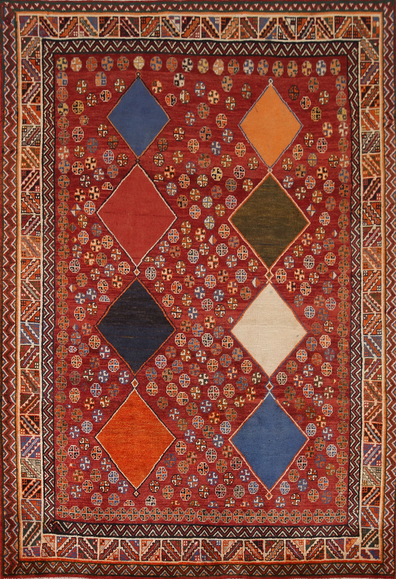 Geometric Shiraz Kashkoli Persian Area Rug 5x8