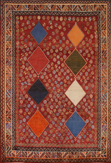 Geometric Shiraz Kashkoli Persian Area Rug 5x8