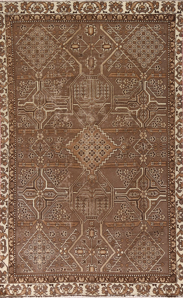 Brown Geometric Bakhtiari Persian Area Rug 6x9