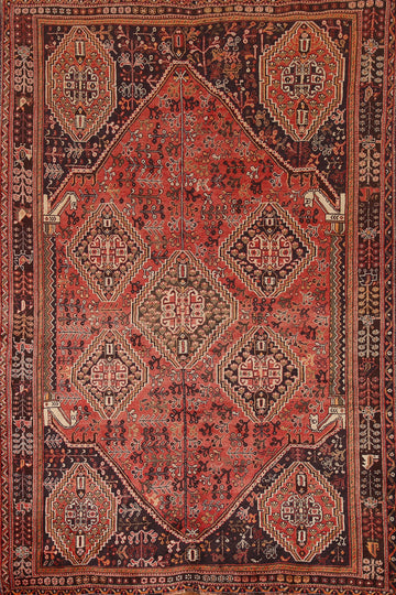 Vintage Wool Shiraz Persian Area Rug 5x8