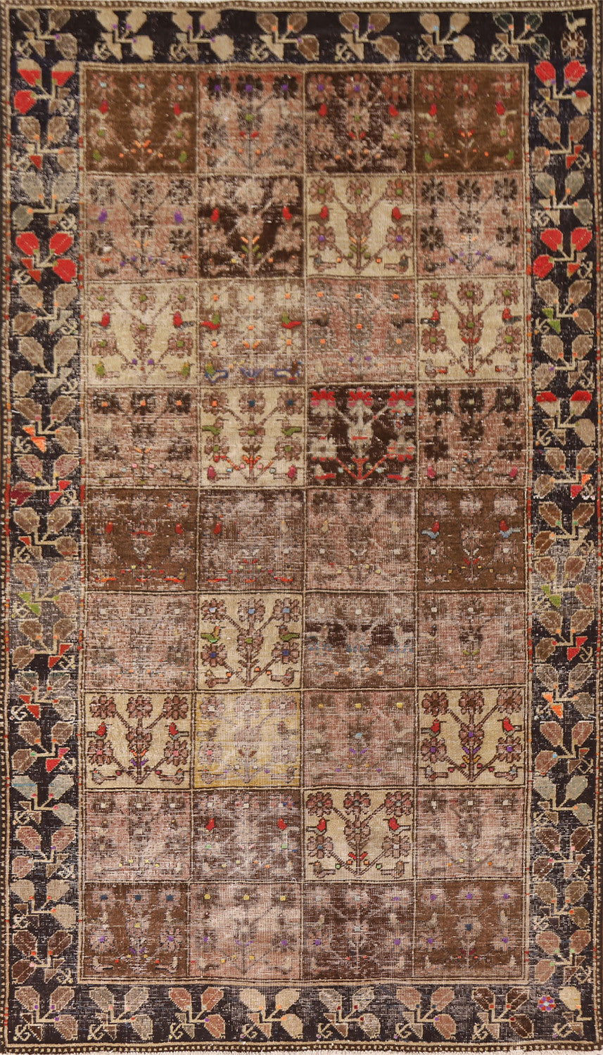 Antique Distressed Bakhtiari Persian Area Rug 5x9
