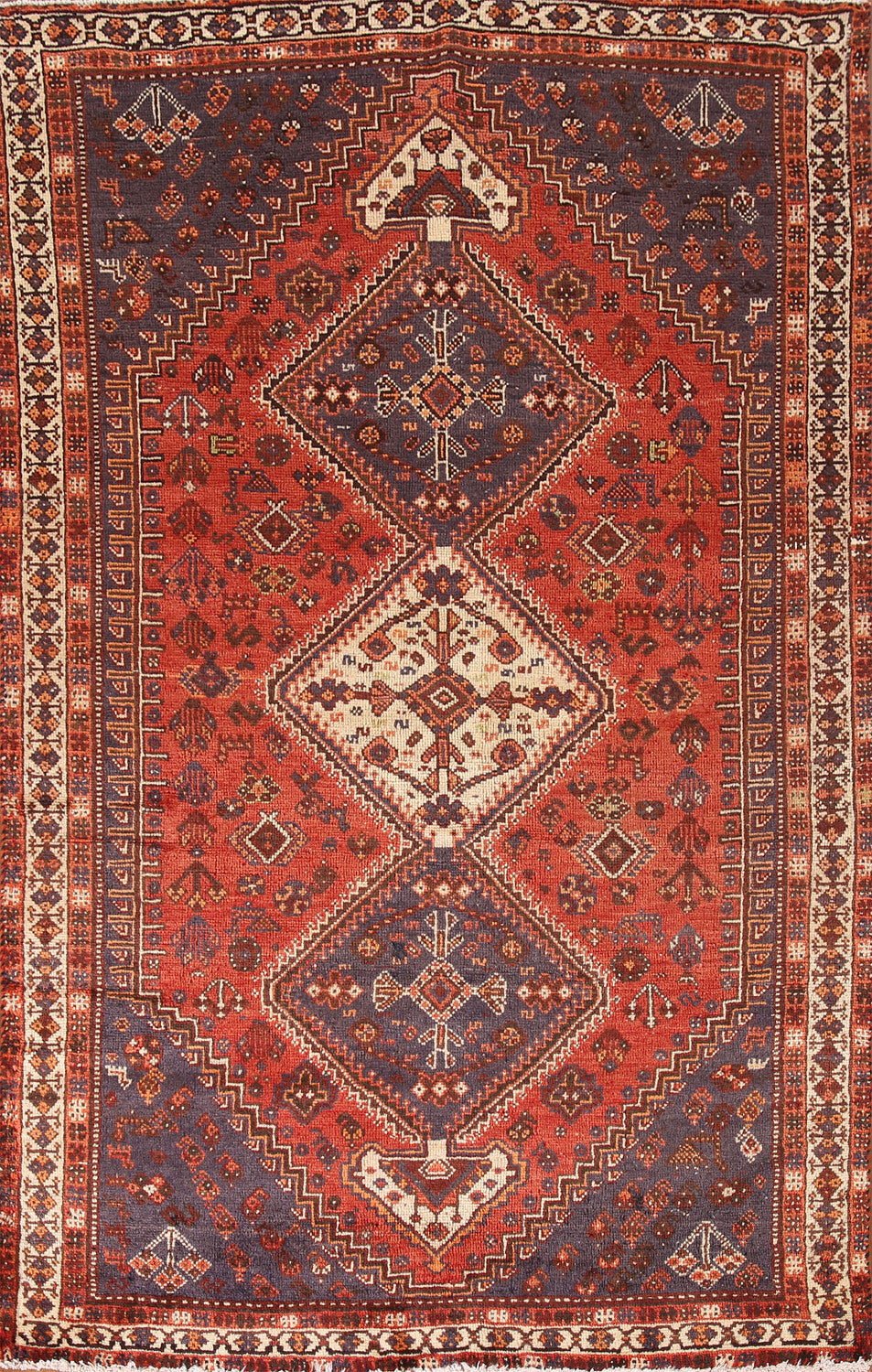 Tribal Vintage Qashqai Persian Area Rug 5x8