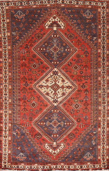 Tribal Vintage Qashqai Persian Area Rug 5x8