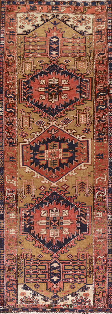Geometric Heriz Persian Runner Rug 3x10
