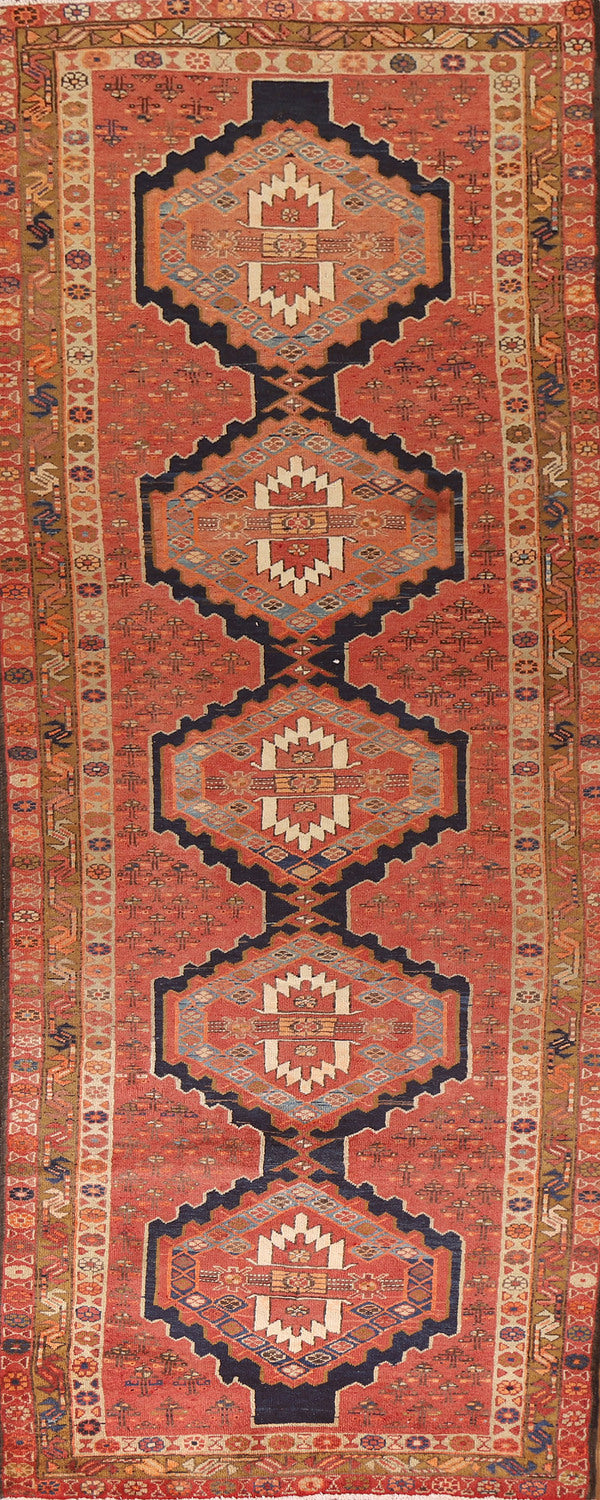 Geometric Wool Meshkin Persian Runner Rug 4x11