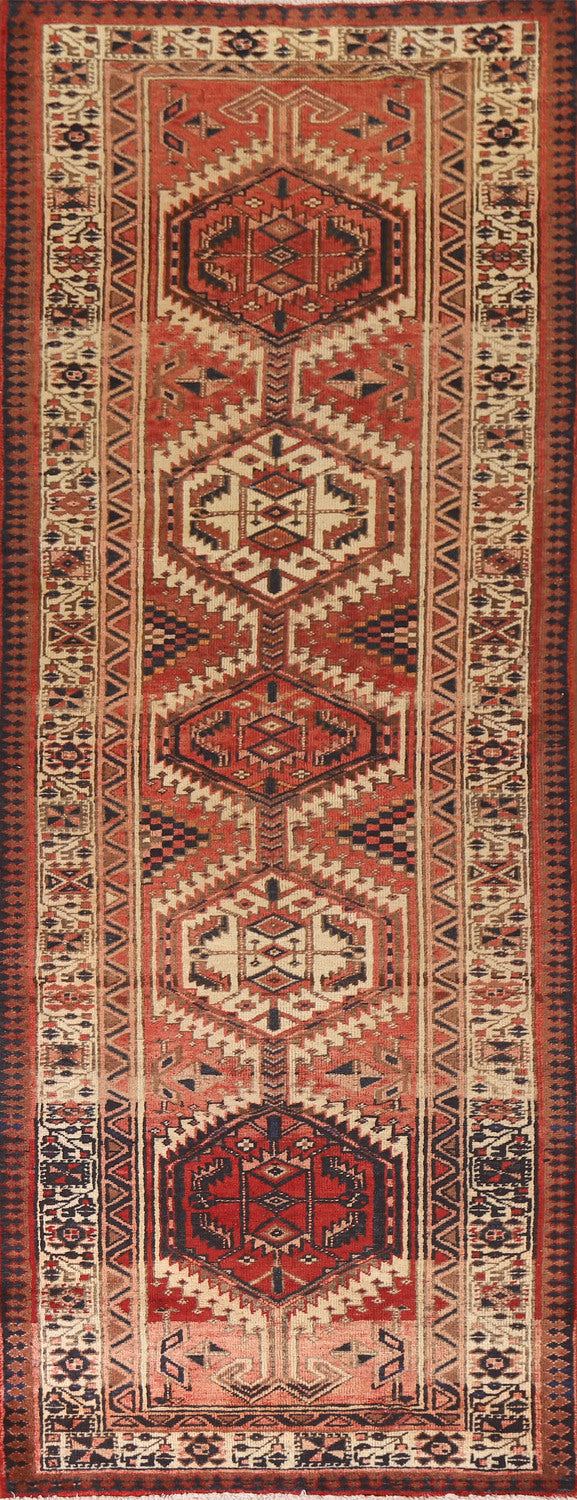 Vintage Wool Hamedan Persian Runner Rug 3x10