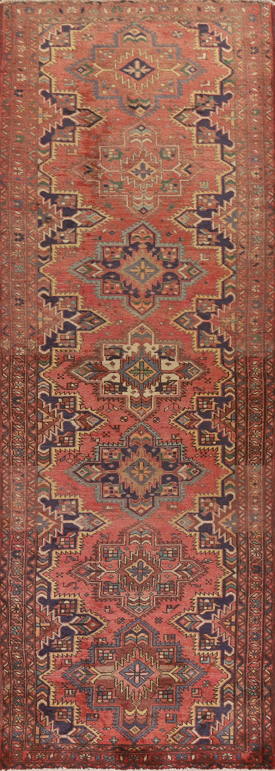 Geometric Heriz Persian Runner Rug 3x13