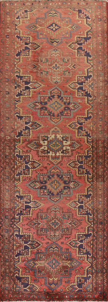 Geometric Heriz Persian Runner Rug 3x13