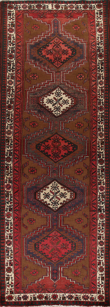 Brown Tribal Ardebil Persian Runner Rug 4x11