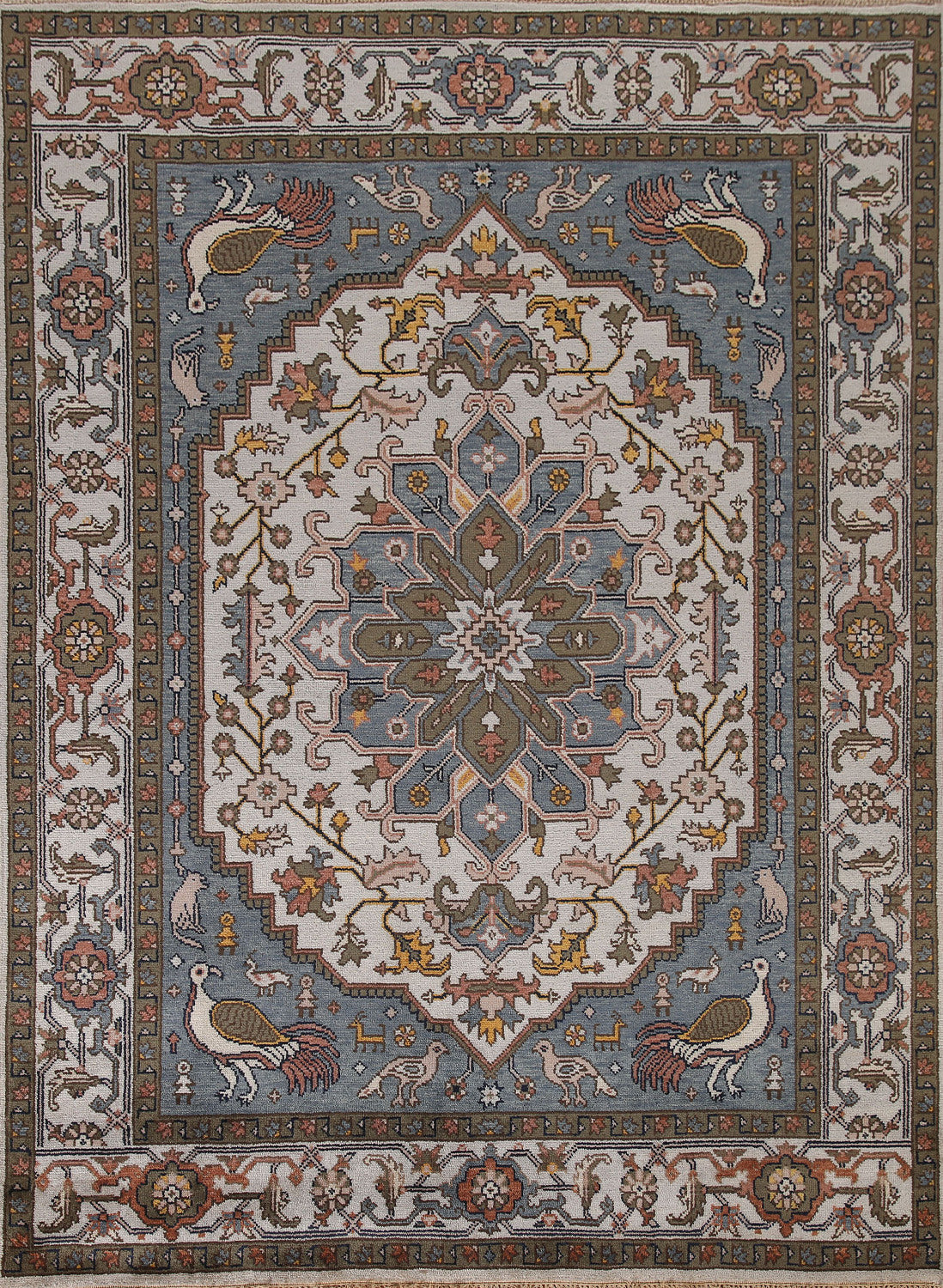 Animal Pictorial Heriz Serapi Indian Area Rug 8x10