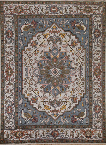 Animal Pictorial Heriz Serapi Indian Area Rug 8x10