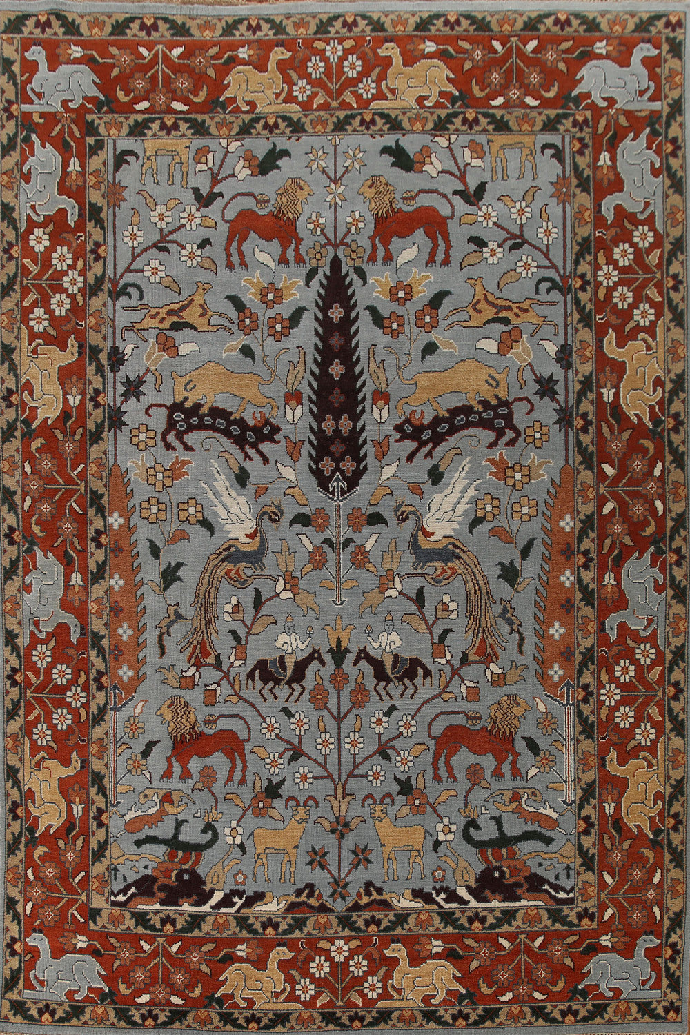 Hunting Design Tabriz Handmade Large Rug 10x14