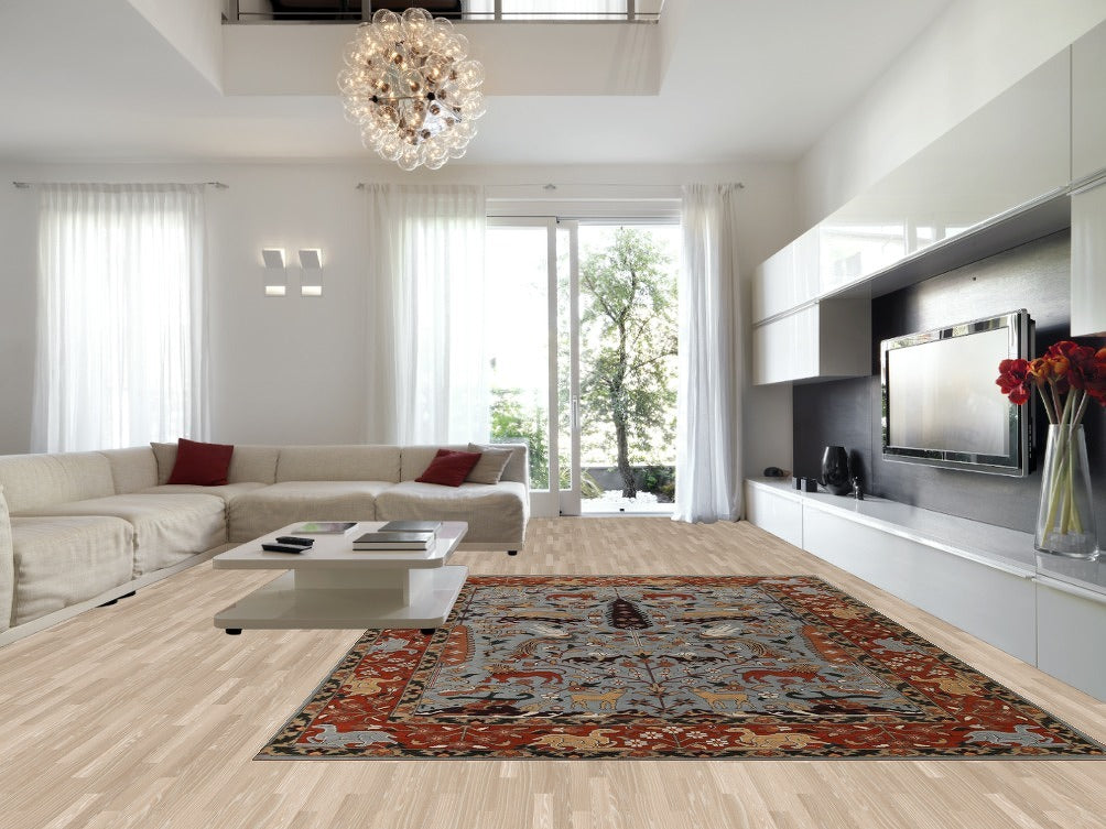 Hunting Design Tabriz Handmade Large Rug 10x14