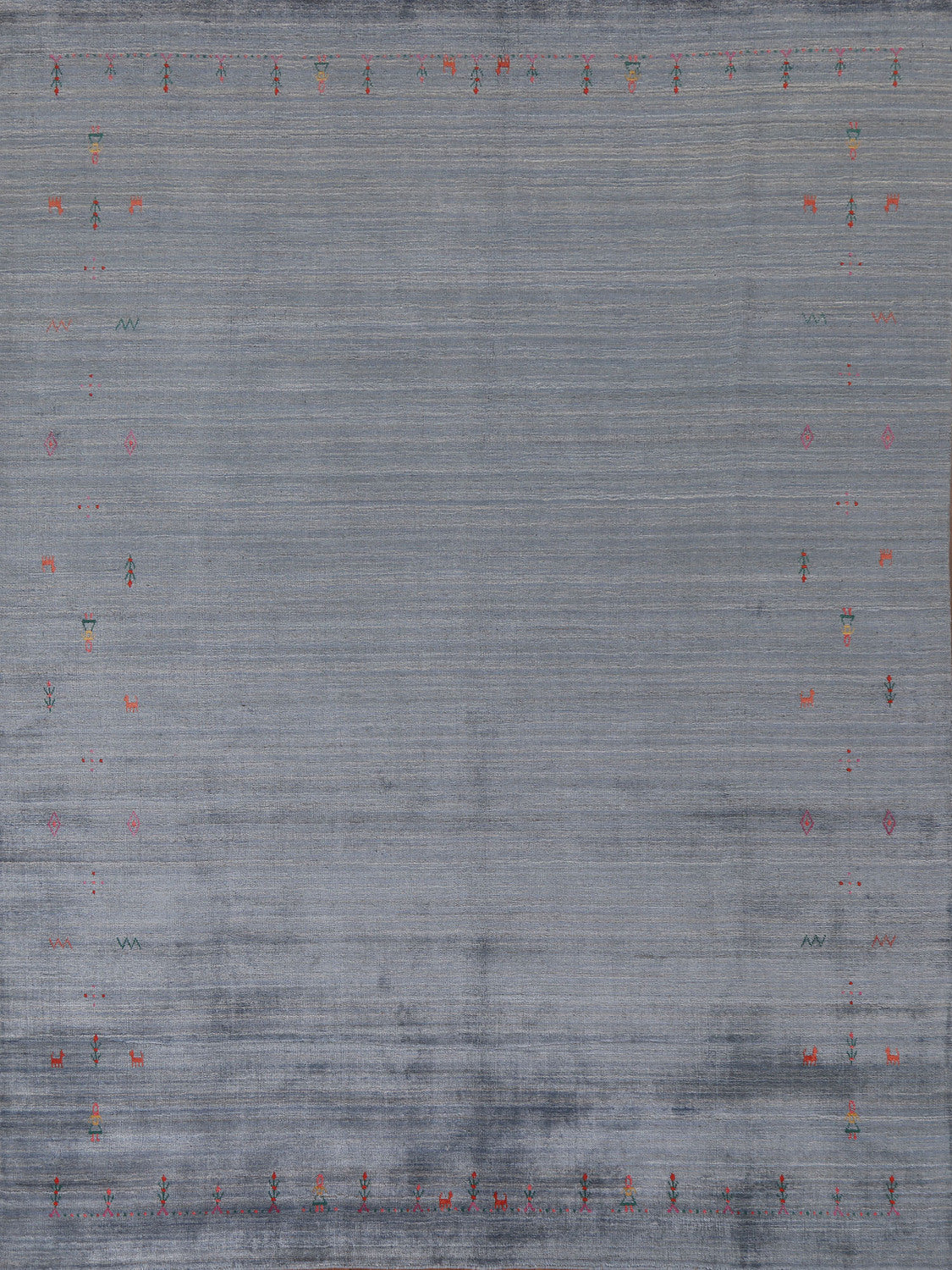 Blue & Gray Striped Gabbeh Oriental Area Rug 8x10