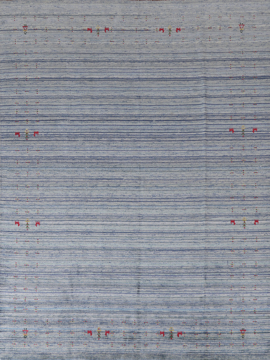 Striped Blue Gabbeh Indian Area Rug 8x10