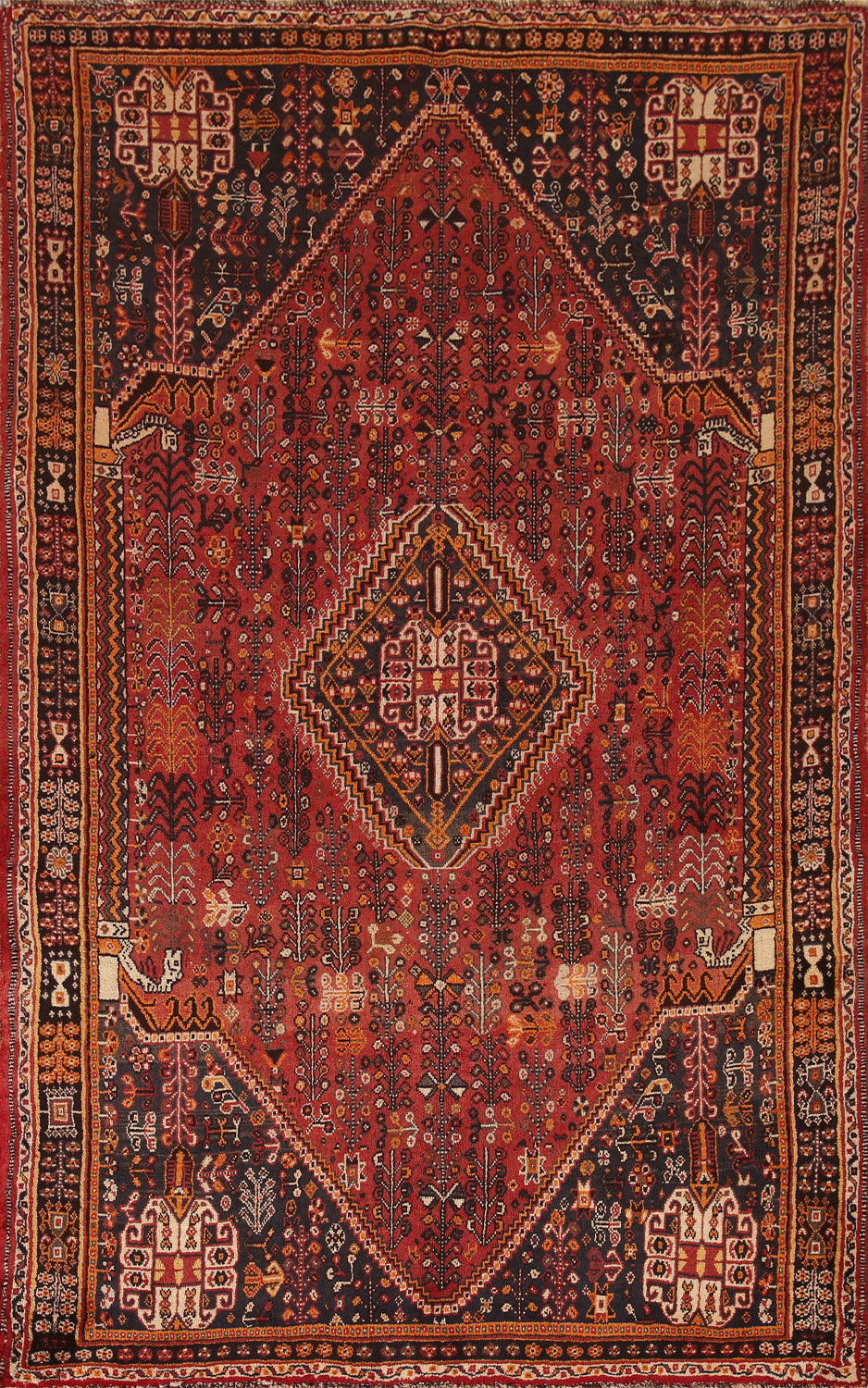 Vintage Wool Shiraz Persian Area Rug 5x8