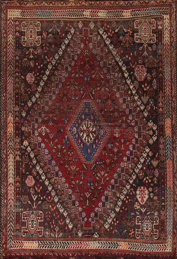 Antique Vegetable Dye Shiraz Persian Area Rug 6x8