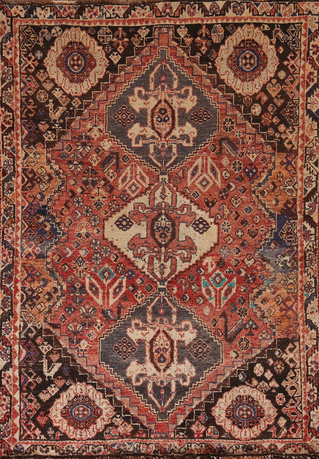 Tribal Vintage Shiraz Persian Rug 4x6