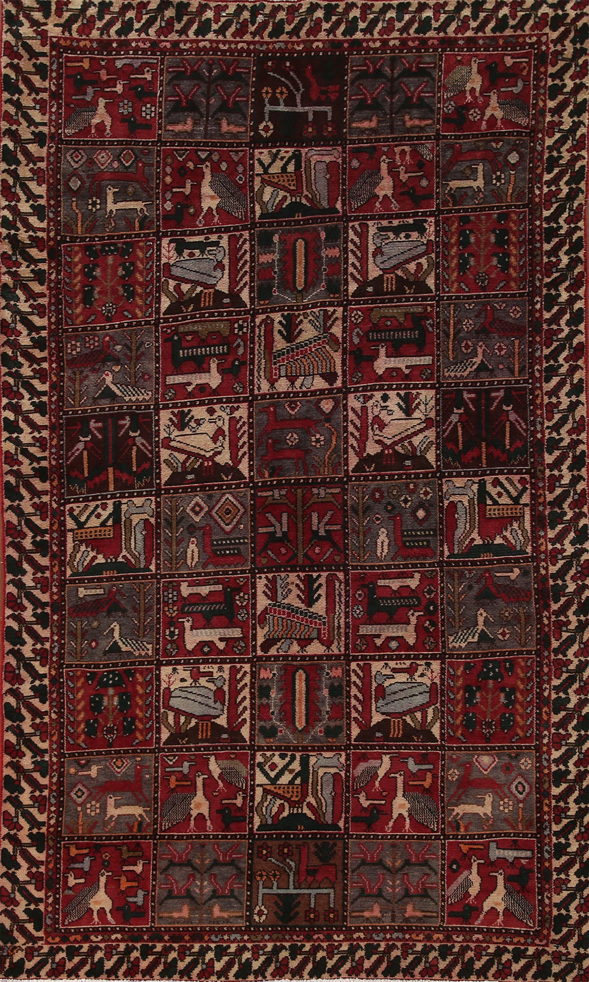 Animal Pictorial Bakhtiari Persian Area Rug 5x9