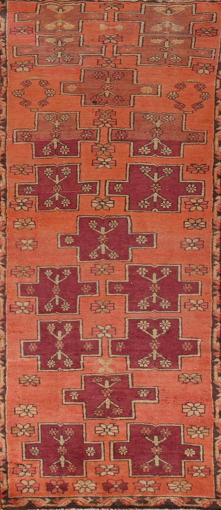 Vintage Wool Meshkin Persian Runner Rug 3x10