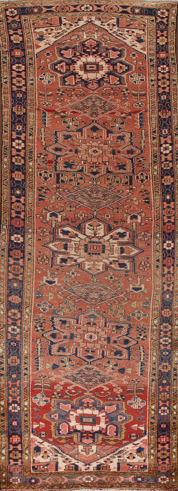 Geometric Heriz Persian Runner Rug 3x11