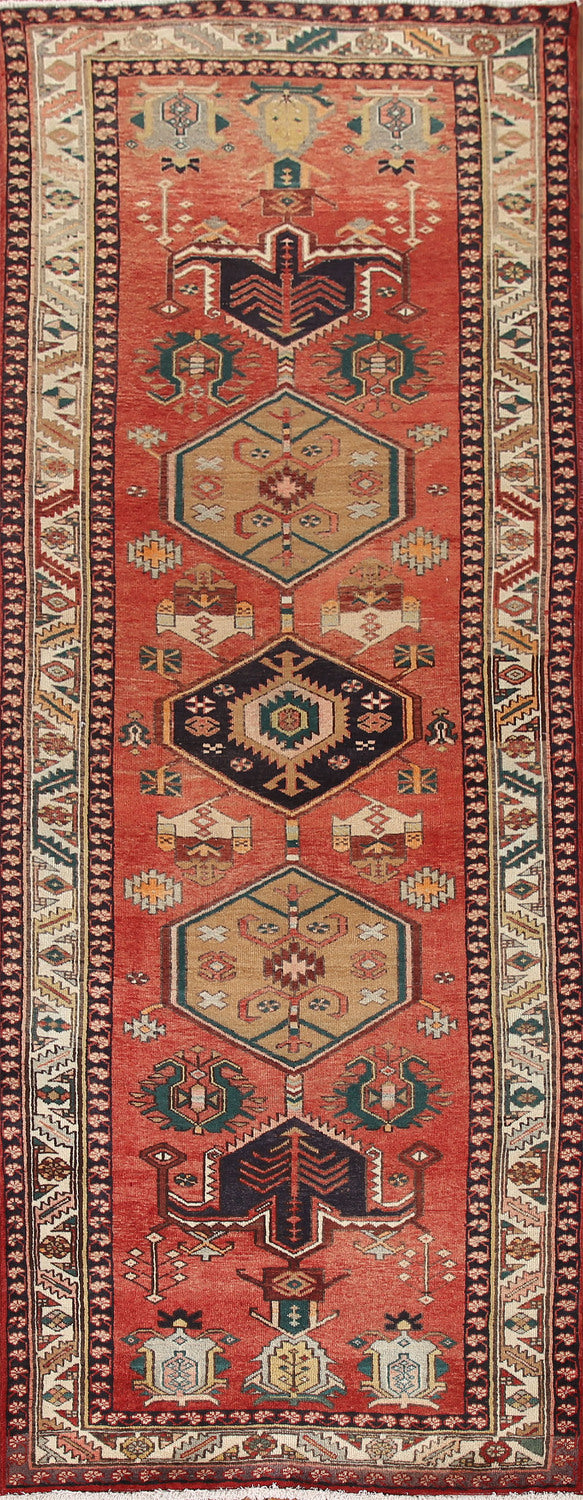 Geometric Heriz Persian Runner Rug 4x11