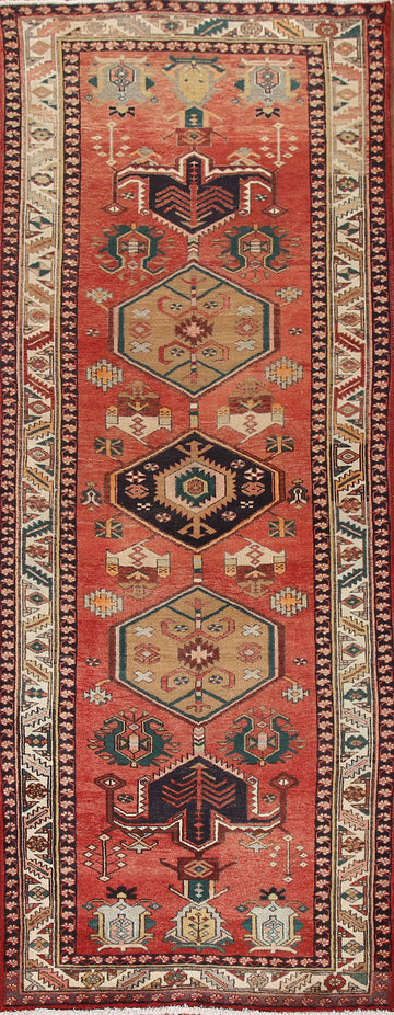 Geometric Heriz Persian Runner Rug 4x11