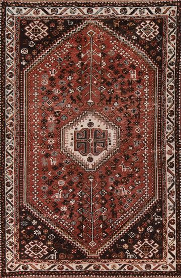 Animals Tribal Qashqai Persian Area Rug 6x9