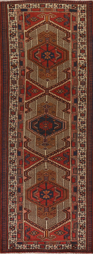Vintage Wool Ardebil Persian Runner Rug 4x11