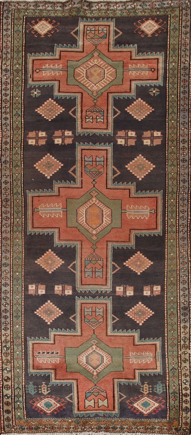 Vintage Wool Ardebil Persian Runner Rug 4x10