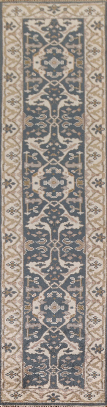 Blue Oushak Oriental Runner Rug 3x12