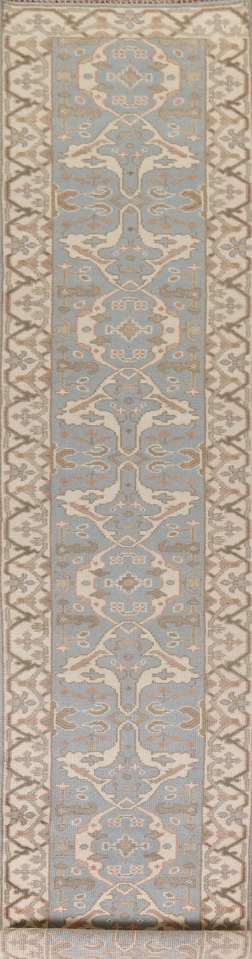 Light Blue Oushak Oriental Runner Rug 3x16