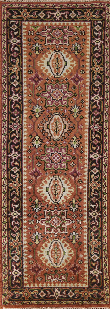 Orange Kazak Indian Runner Rug 2x8