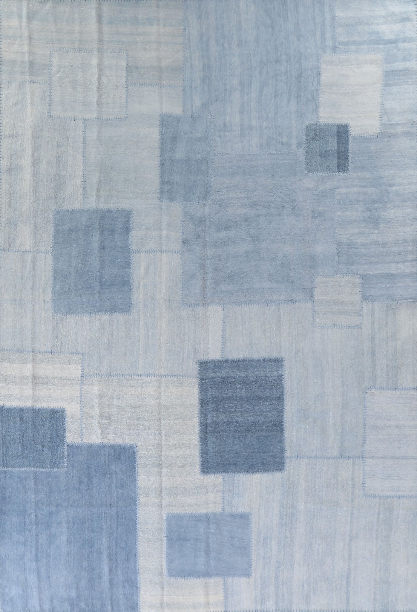 Geometric Blue Kilim Turkish Area Rug 10x13