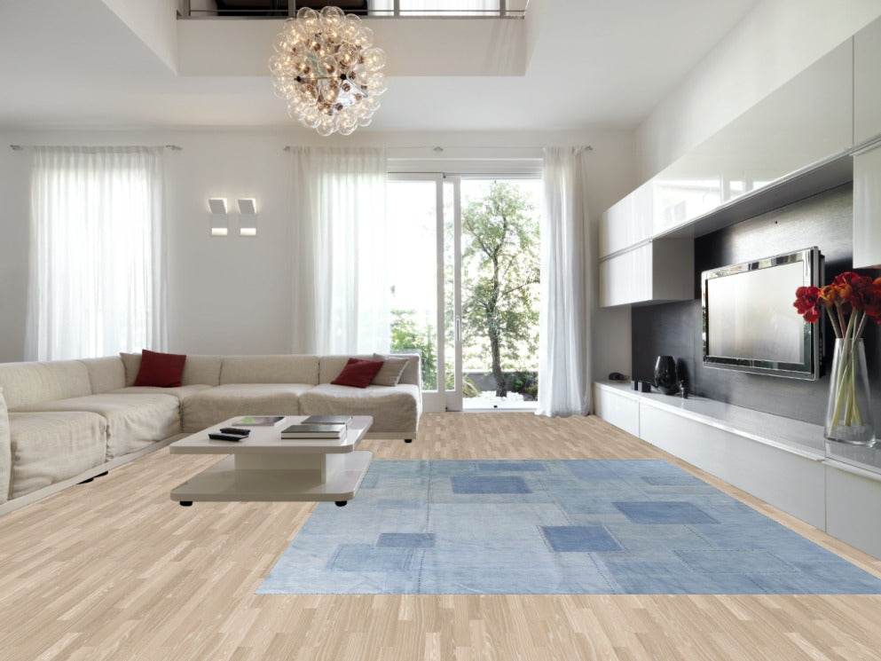 Blue Geometric Kilim Turkish Area Rug 10x13