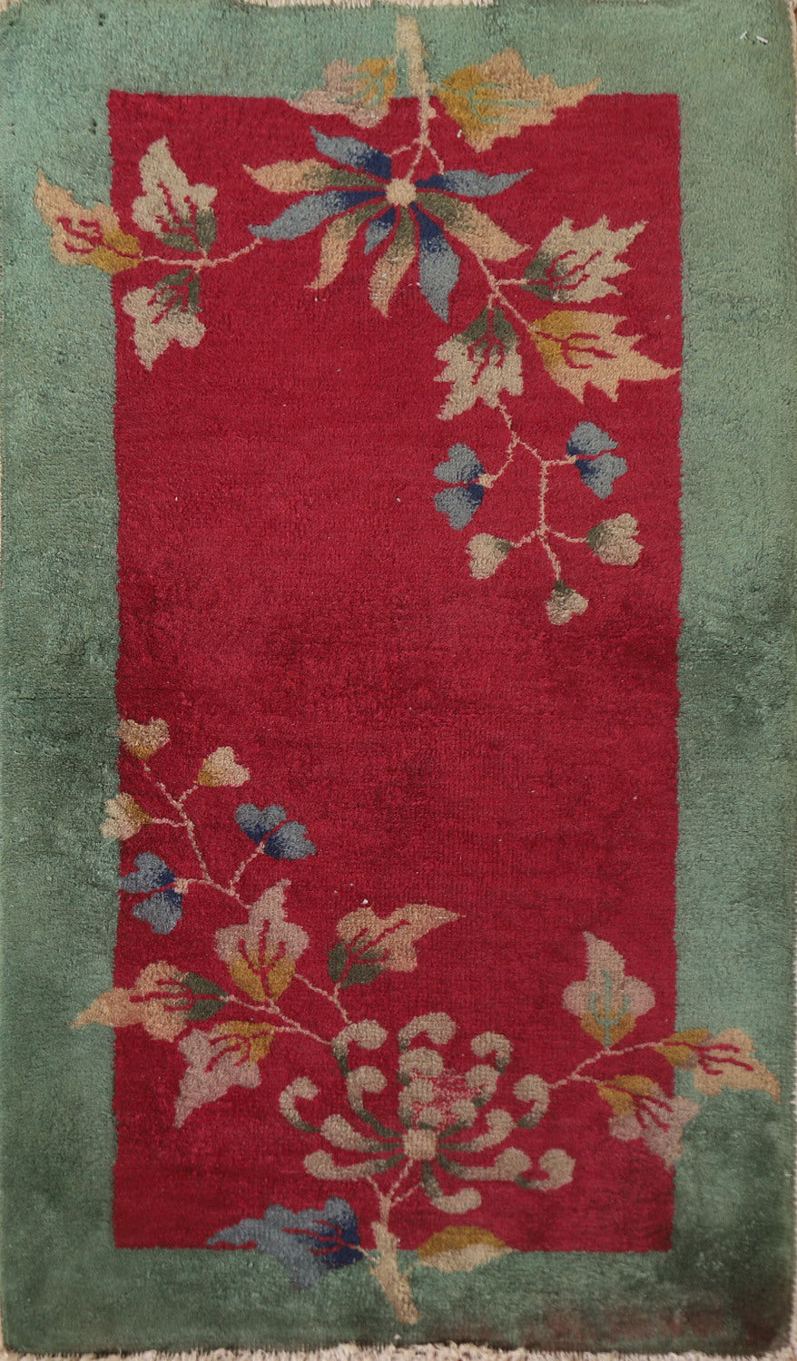 Vegetable Dye Art Deco Chinese Rug 2x4