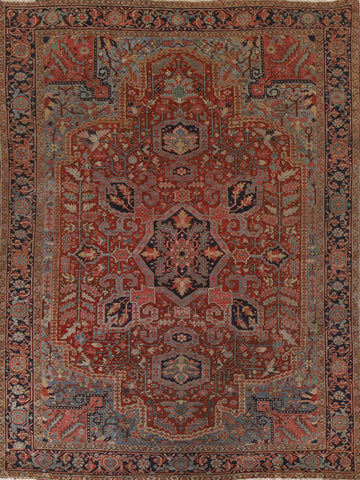 Pre-1900 Vegetable Dye Heriz Serapi Persian Area Rug 8x11