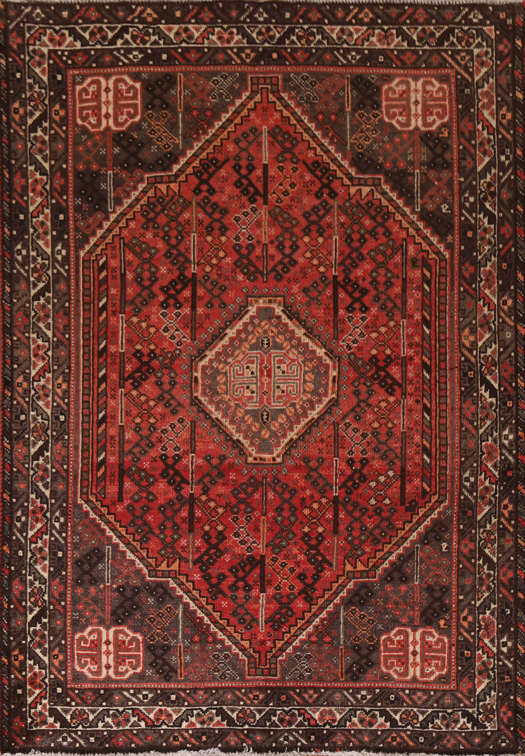Vintage Wool Qashqai Persian Area Rug 5x8