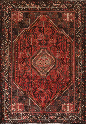 Vintage Wool Qashqai Persian Area Rug 5x8