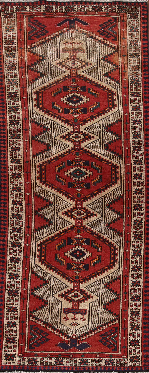 Vintage Wool Ardebil Persian Runner Rug 3x10
