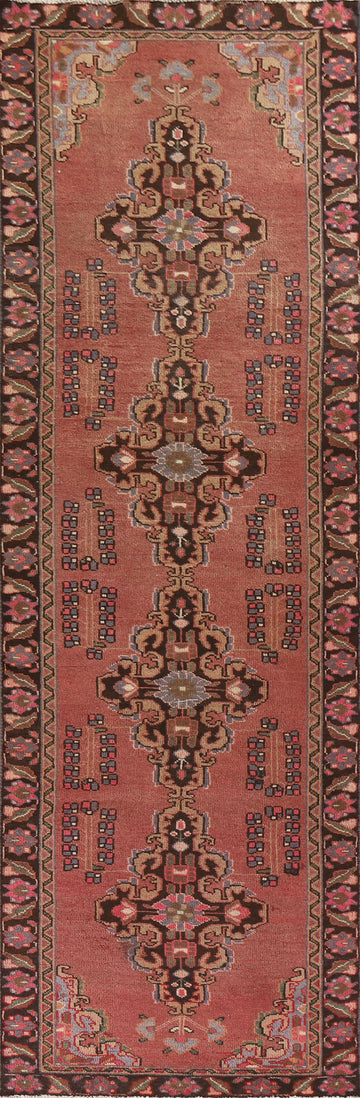 Pink Geometric Tabriz Persian Runner Rug 3x13