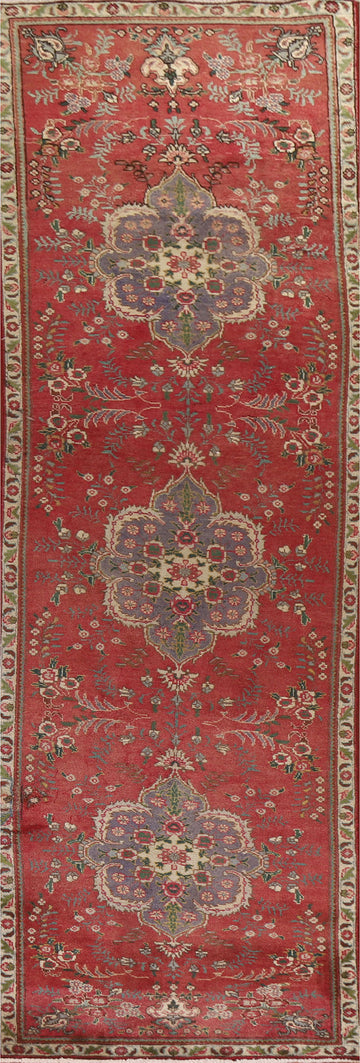 Floral Vintage Tabriz Persian Runner Rug 3x13