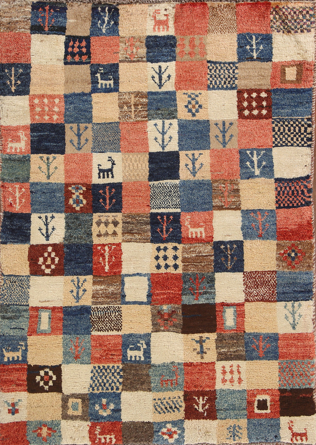 Tribal Checkered Gabbeh Persian Rug 3x5