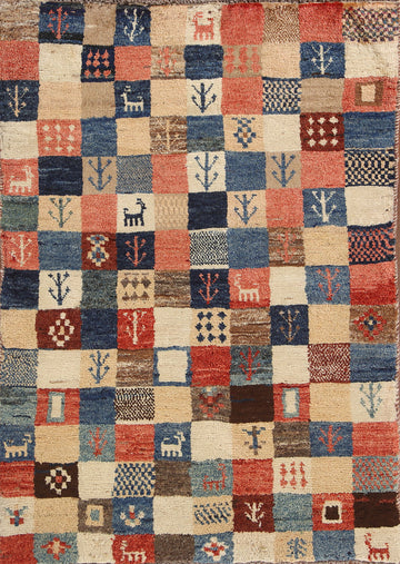 Tribal Checkered Gabbeh Persian Rug 3x5