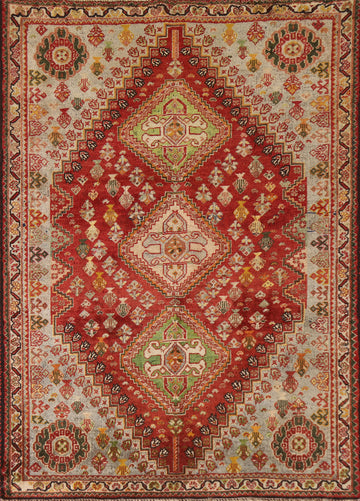 Vintage Wool Shiraz Persian Rug 4x5