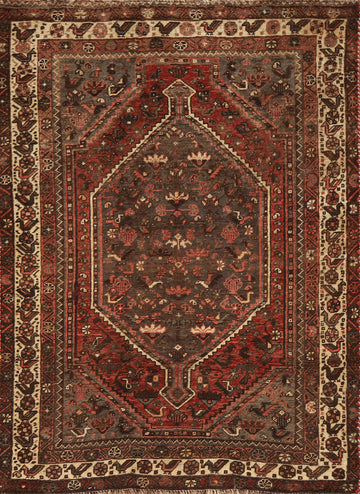 Vintage Qashqai Persian Rug 4x6