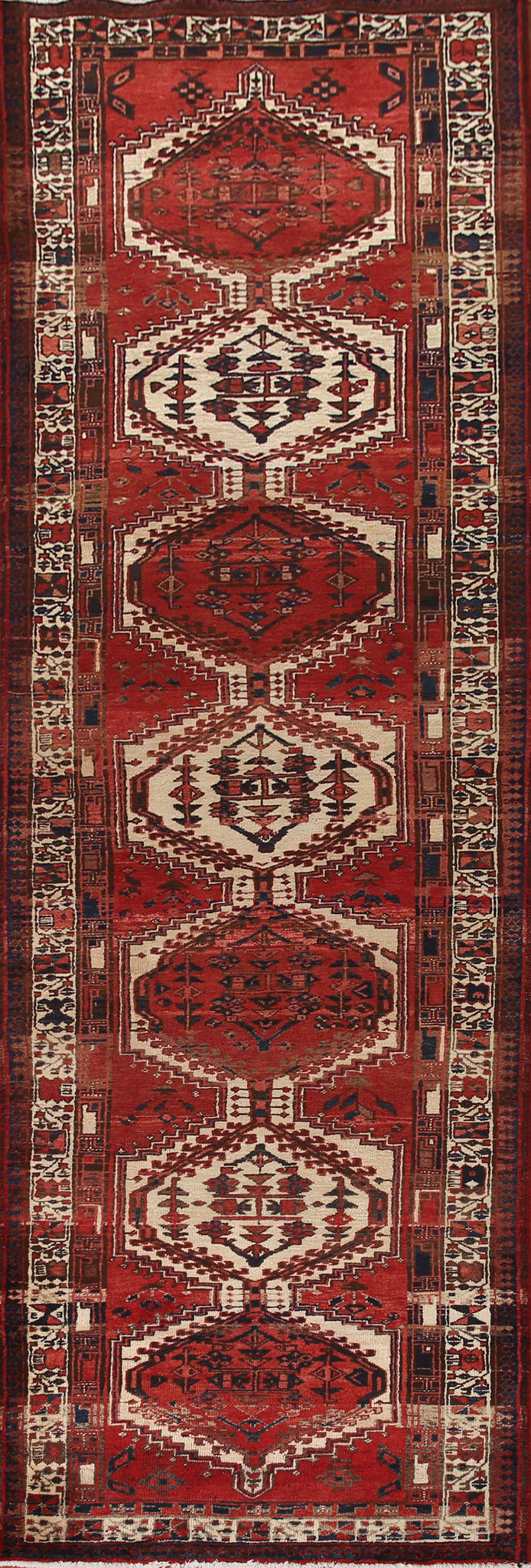 Geometric Wool Ardebil Persian Runner Rug 4x14
