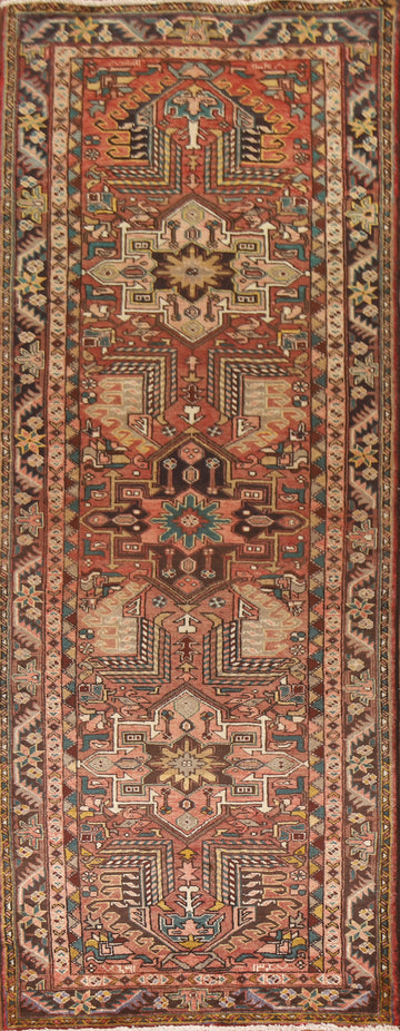 Geometric Heriz Persian Runner Rug 3x11