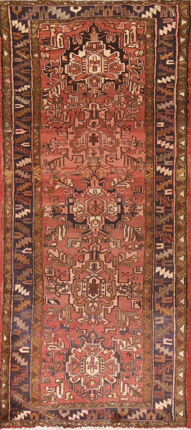 Vintage Heriz Persian Runner Rug 4x10