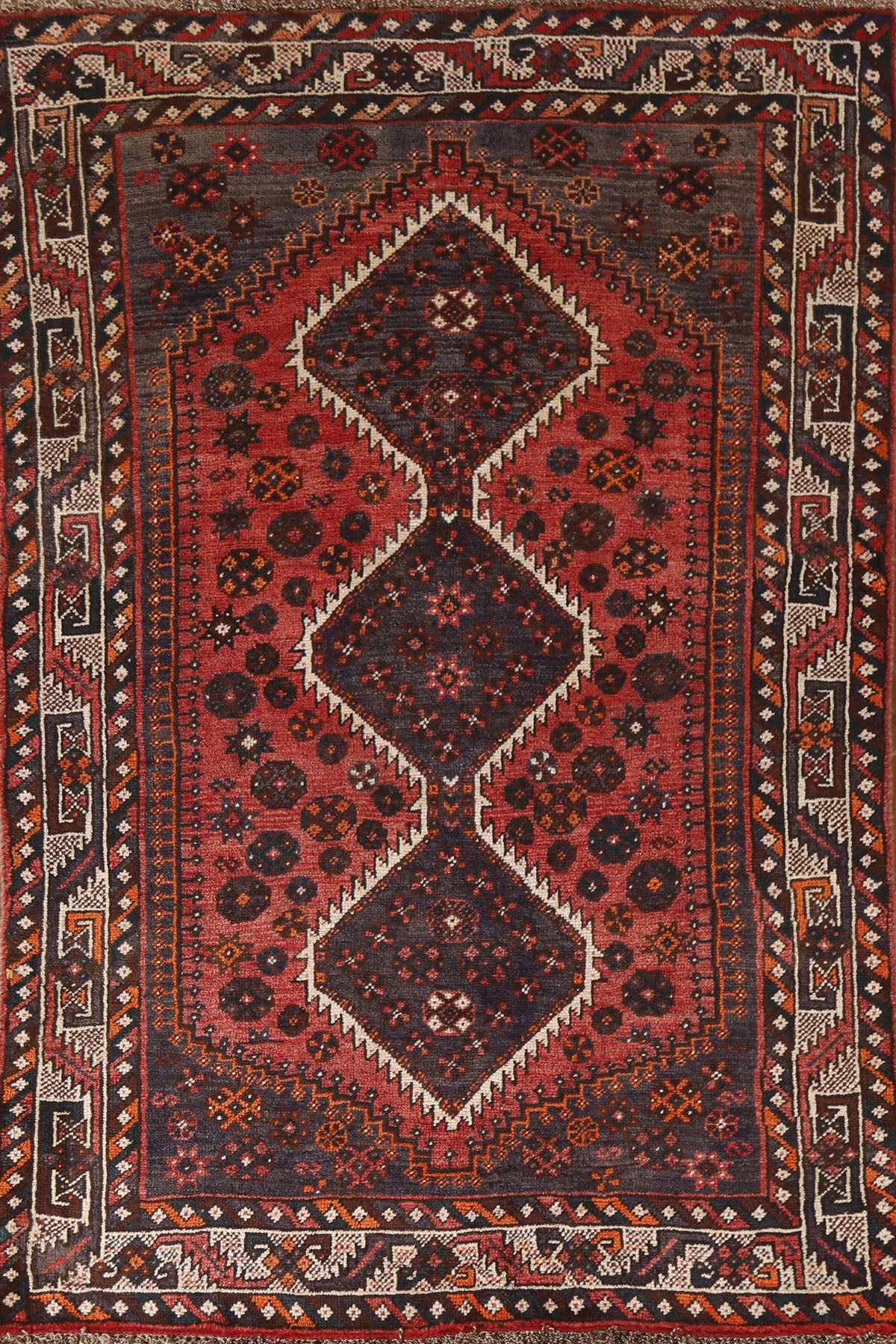 Vegetable Dye Wool Qashqai Persian Rug 4x7